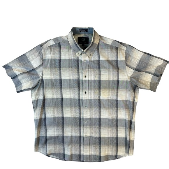 Viyella Other - Viyella Blue Plaid Short Sleeve Button Up Shirt Mens XL